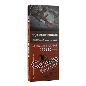 Сигариллы с деревянным мундштуком CARIBA Cognac 4шт